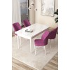 Dining Table & Chairs Set (5 Pieces) Arp - White, Purple White
Purple