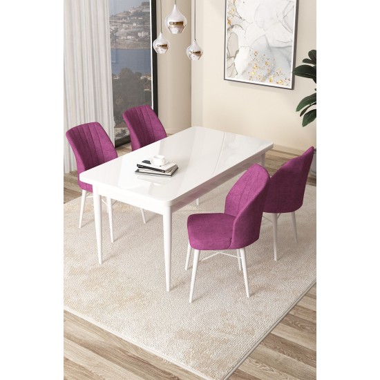 Dining Table & Chairs Set (5 Pieces) Arp - White, Purple White
Purple