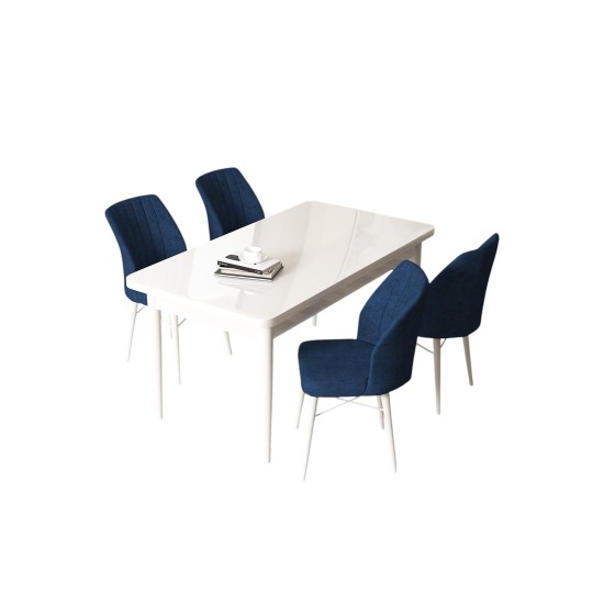 Dining Table & Chairs Set (5 Pieces) Arp - White, Navy Blue White
Navy Blue Dining Table & Chairs Set (5 Pieces) Arp - White, Navy Blue White
Navy Blue