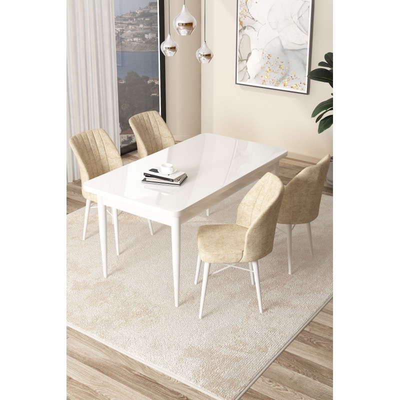 Dining Table & Chairs Set (5 Pieces) Arp - White, Cream White
Cream