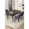 Dining Table & Chairs Set (5 Pieces) Arp - Black Marble, Fume Black Marble
Fume