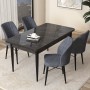 Dining Table & Chairs Set (5 Pieces) Arp - Black Marble, Fume Black Marble
Fume