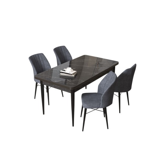 Dining Table & Chairs Set (5 Pieces) Arp - Black Marble, Fume Black Marble
Fume Dining Table & Chairs Set (5 Pieces) Arp - Black Marble, Fume Black Marble
Fume