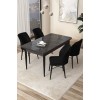 Dining Table & Chairs Set (5 Pieces) Arp - Black Marble, Black Black Marble
Black