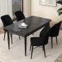 Dining Table & Chairs Set (5 Pieces) Arp - Black Marble, Black Black Marble
Black