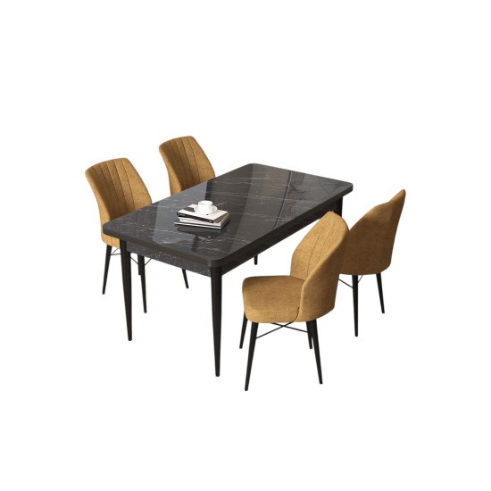 Dining Table & Chairs Set (5 Pieces) Arp - Black Marble, Cappuccino Black Marble
Cappuccino Dining Table & Chairs Set (5 Pieces) Arp - Black Marble, Cappuccino Black Marble
Cappuccino