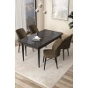 Dining Table & Chairs Set (5 Pieces) Arp - Black Marble, Brown Black Marble
Brown