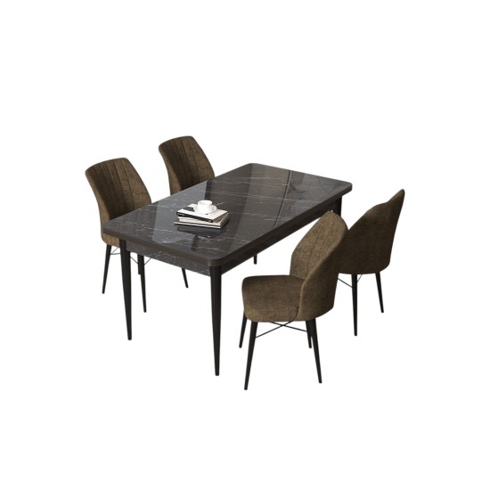 Dining Table & Chairs Set (5 Pieces) Arp - Black Marble, Brown Black Marble
Brown Dining Table & Chairs Set (5 Pieces) Arp - Black Marble, Brown Black Marble
Brown