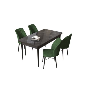 Dining Table & Chairs Set (5 Pieces) Arp - Black Marble, Khaki Black Marble
Khaki