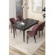 Dining Table & Chairs Set (5 Pieces) Arp - Black Marble, Dusty Rose Black Marble
Dusty Rose