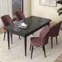 Dining Table & Chairs Set (5 Pieces) Arp - Black Marble, Dusty Rose Black Marble
Dusty Rose