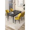 Dining Table & Chairs Set (5 Pieces) Arp - Black Marble, Mustard Black Marble
Mustard