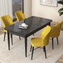 Dining Table & Chairs Set (5 Pieces) Arp - Black Marble, Mustard Black Marble
Mustard