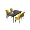 Dining Table & Chairs Set (5 Pieces) Arp - Black Marble, Mustard Black Marble
Mustard