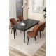 Dining Table & Chairs Set (5 Pieces) Arp - Black Marble, Tile Red Black Marble
Tile Red