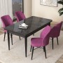 Dining Table & Chairs Set (5 Pieces) Arp - Black Marble, Purple Black Marble
Purple