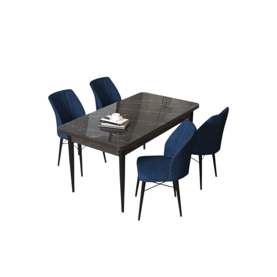 Dining Table & Chairs Set (5 Pieces) Arp - Black Marble, Navy Blue Black Marble
Navy Blue Dining Table & Chairs Set (5 Pieces) Arp - Black Marble, Navy Blue Black Marble
Navy Blue