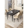 Dining Table & Chairs Set (5 Pieces) Arp - Black Marble, Cream Black Marble
Cream
