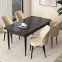 Dining Table & Chairs Set (5 Pieces) Arp - Black Marble, Cream Black Marble
Cream
