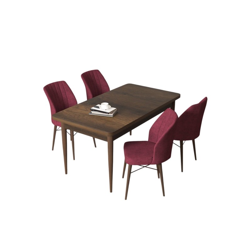 Dining Table & Chairs Set (5 Pieces) Arp - Baroque, Burgundy Baroque
Burgundy