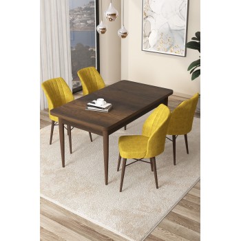 Dining Table & Chairs Set (5 Pieces) Arp - Baroque, Mustard Baroque
Mustard