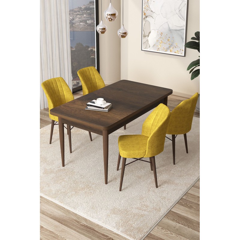 Dining Table & Chairs Set (5 Pieces) Arp - Baroque, Mustard Baroque
Mustard