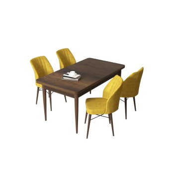Dining Table & Chairs Set (5 Pieces) Arp - Baroque, Mustard Baroque
Mustard