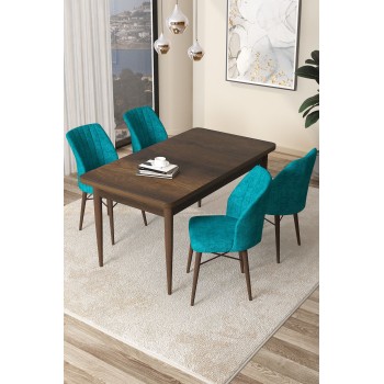 Dining Table & Chairs Set (5 Pieces) Arp - Baroque, Turquoise Baroque
Turquoise
