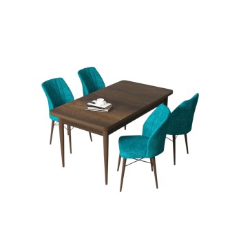 Dining Table & Chairs Set (5 Pieces) Arp - Baroque, Turquoise Baroque
Turquoise