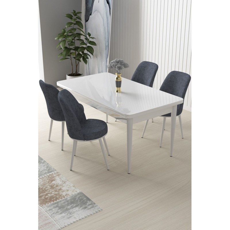 Dining Table & Chairs Set (5 Pieces) Nil - White, Fume White
Fume