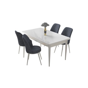 Dining Table & Chairs Set (5 Pieces) Nil - White, Fume White
Fume