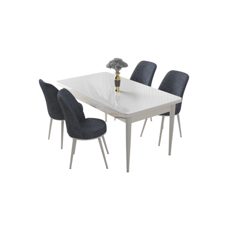 Dining Table & Chairs Set (5 Pieces) Nil - White, Fume White
Fume
