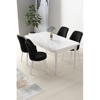 Dining Table & Chairs Set (5 Pieces) Nil - White, Black White
Black