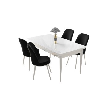 Dining Table & Chairs Set (5 Pieces) Nil - White, Black White
Black