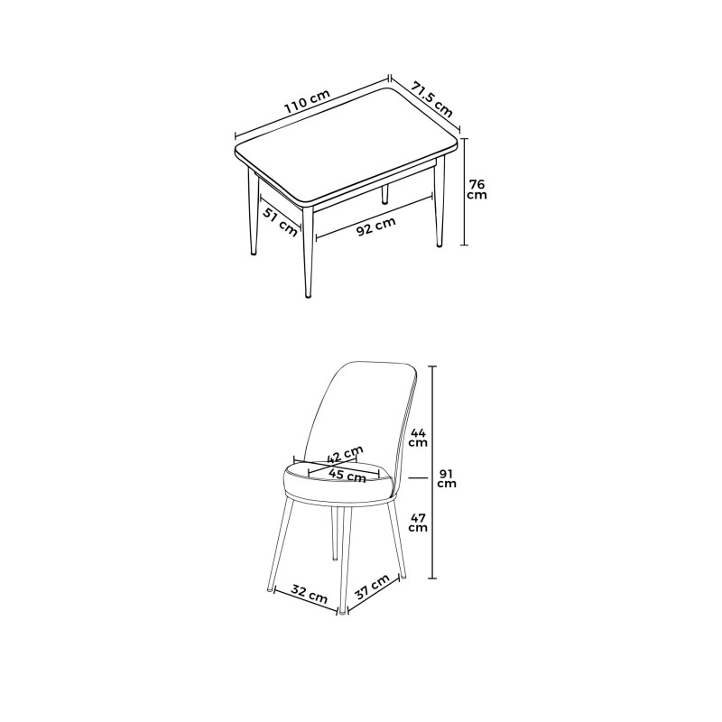 Dining Table & Chairs Set (5 Pieces) Nil - White, Black White
Black