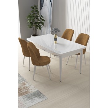 Dining Table & Chairs Set (5 Pieces) Nil - White, Cappuccino White
Cappuccino
