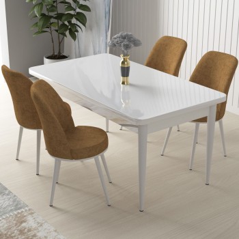 Dining Table & Chairs Set (5 Pieces) Nil - White, Cappuccino White
Cappuccino