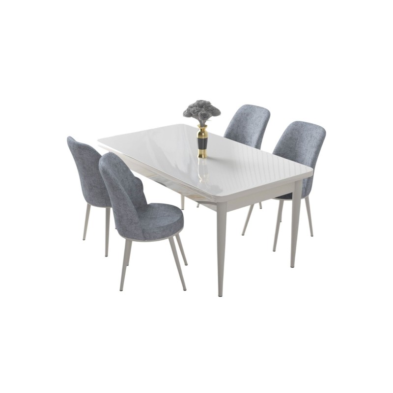 Dining Table & Chairs Set (5 Pieces) Nil - White, Grey White
Grey