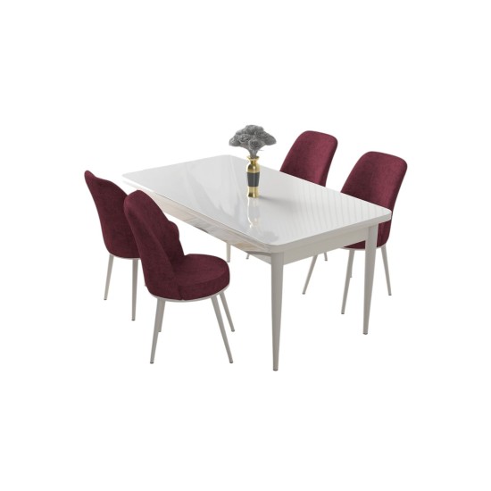 Dining Table & Chairs Set (5 Pieces) Nil - White, Burgundy White
Burgundy Dining Table & Chairs Set (5 Pieces) Nil - White, Burgundy White
Burgundy