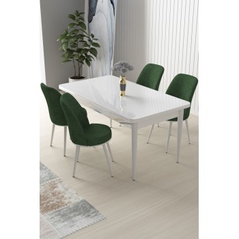 Dining Table & Chairs Set (5 Pieces) Nil - White, Khaki White
Khaki