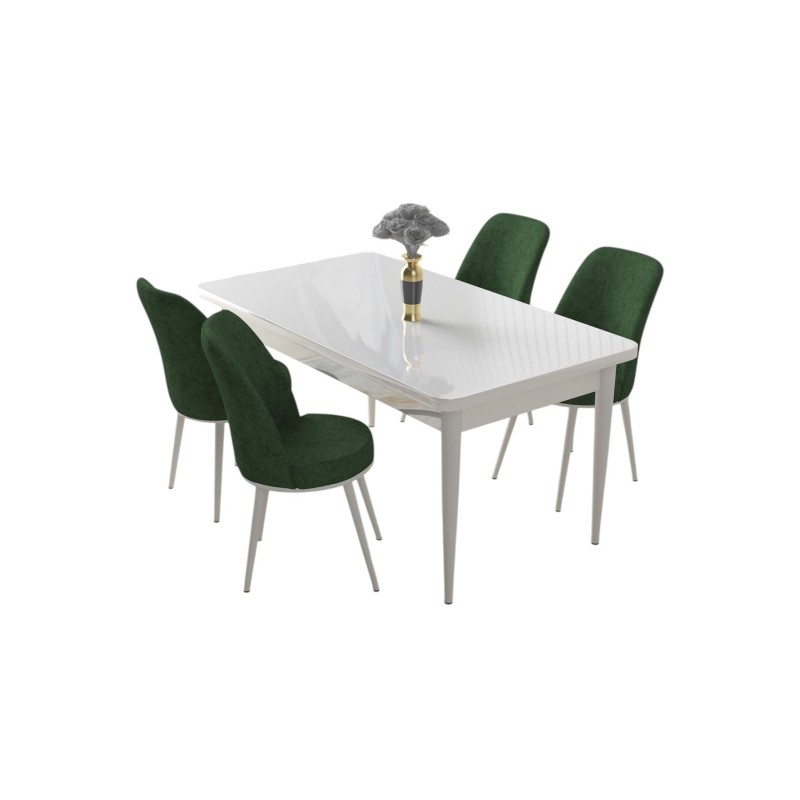 Dining Table & Chairs Set (5 Pieces) Nil - White, Khaki White
Khaki