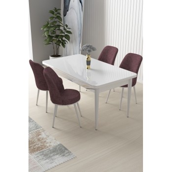 Dining Table & Chairs Set (5 Pieces) Nil - White, Dusty Rose White
Dusty Rose
