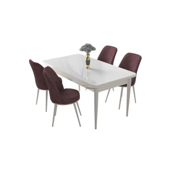 Dining Table & Chairs Set (5 Pieces) Nil - White, Dusty Rose White
Dusty Rose