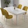 Dining Table & Chairs Set (5 Pieces) Nil - White, Mustard White
Mustard