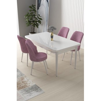 Dining Table & Chairs Set (5 Pieces) Nil - White, Pink White
Pink