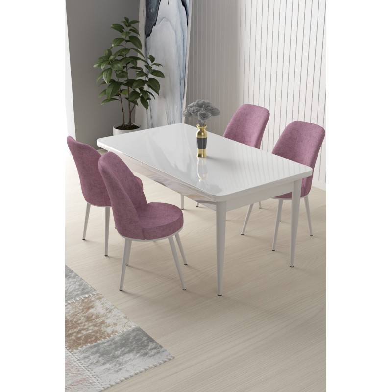 Dining Table & Chairs Set (5 Pieces) Nil - White, Pink White
Pink
