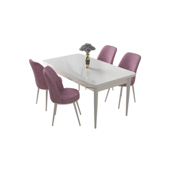 Dining Table & Chairs Set (5 Pieces) Nil - White, Pink White
Pink Dining Table & Chairs Set (5 Pieces) Nil - White, Pink White
Pink