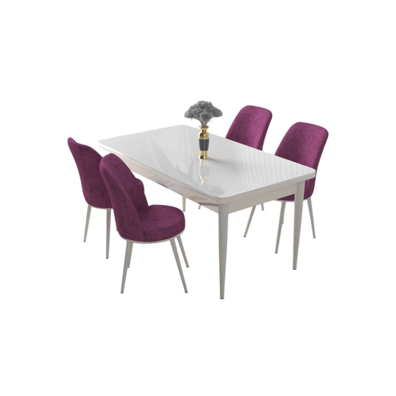 Dining Table & Chairs Set (5 Pieces) Nil - White, Purple White
Purple
