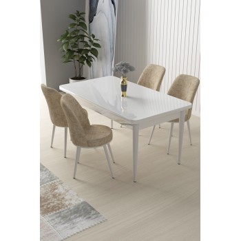 Dining Table & Chairs Set (5 Pieces) Nil - White, Cream White
Cream