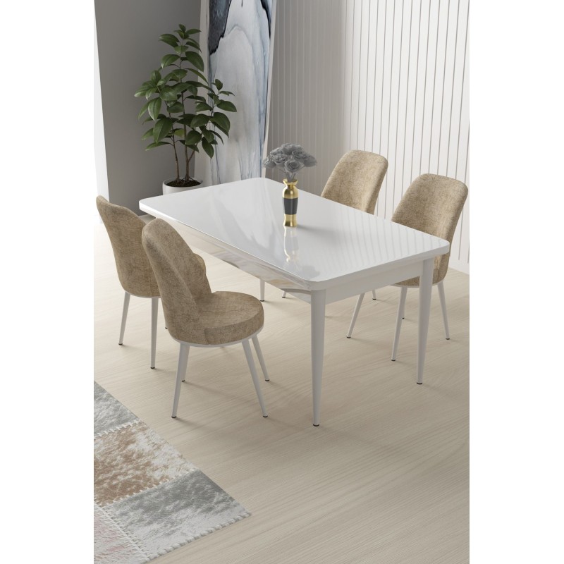 Dining Table & Chairs Set (5 Pieces) Nil - White, Cream White
Cream